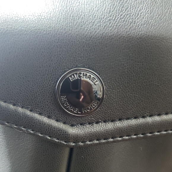 Michael Kors Black Leather Jacket Glossy Finish Large - Picture 7 of 16